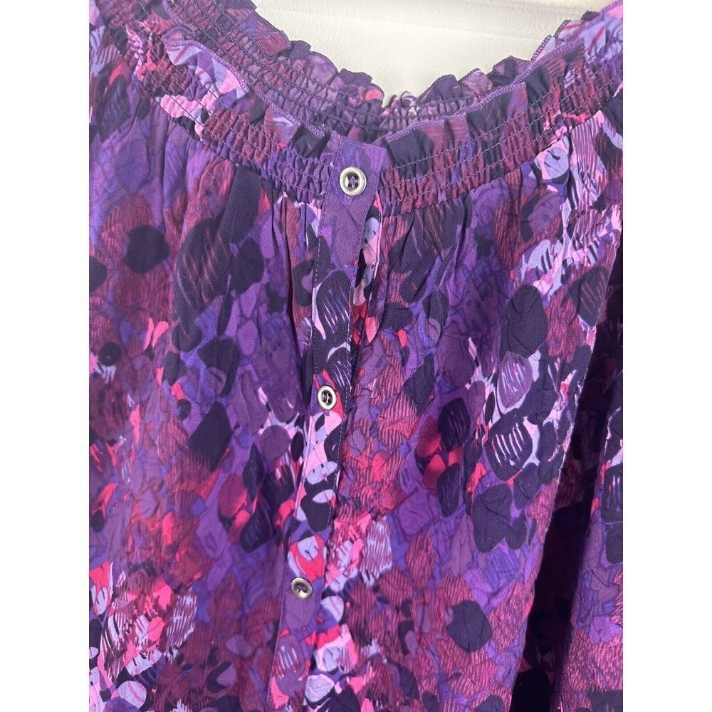 Catherines Womens Top Maggie Barnes Purple Floral Textured Blouse Sz‎ 2X - Picture 3 of 5
